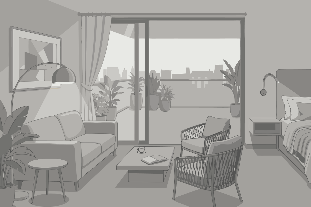 Apartment mit 1 Schlafzimmer mit Stadtblick